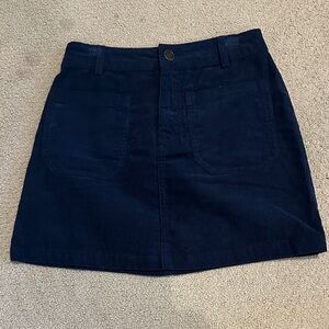 Copper Key Dark Blue Corduroy Mini Skirt
